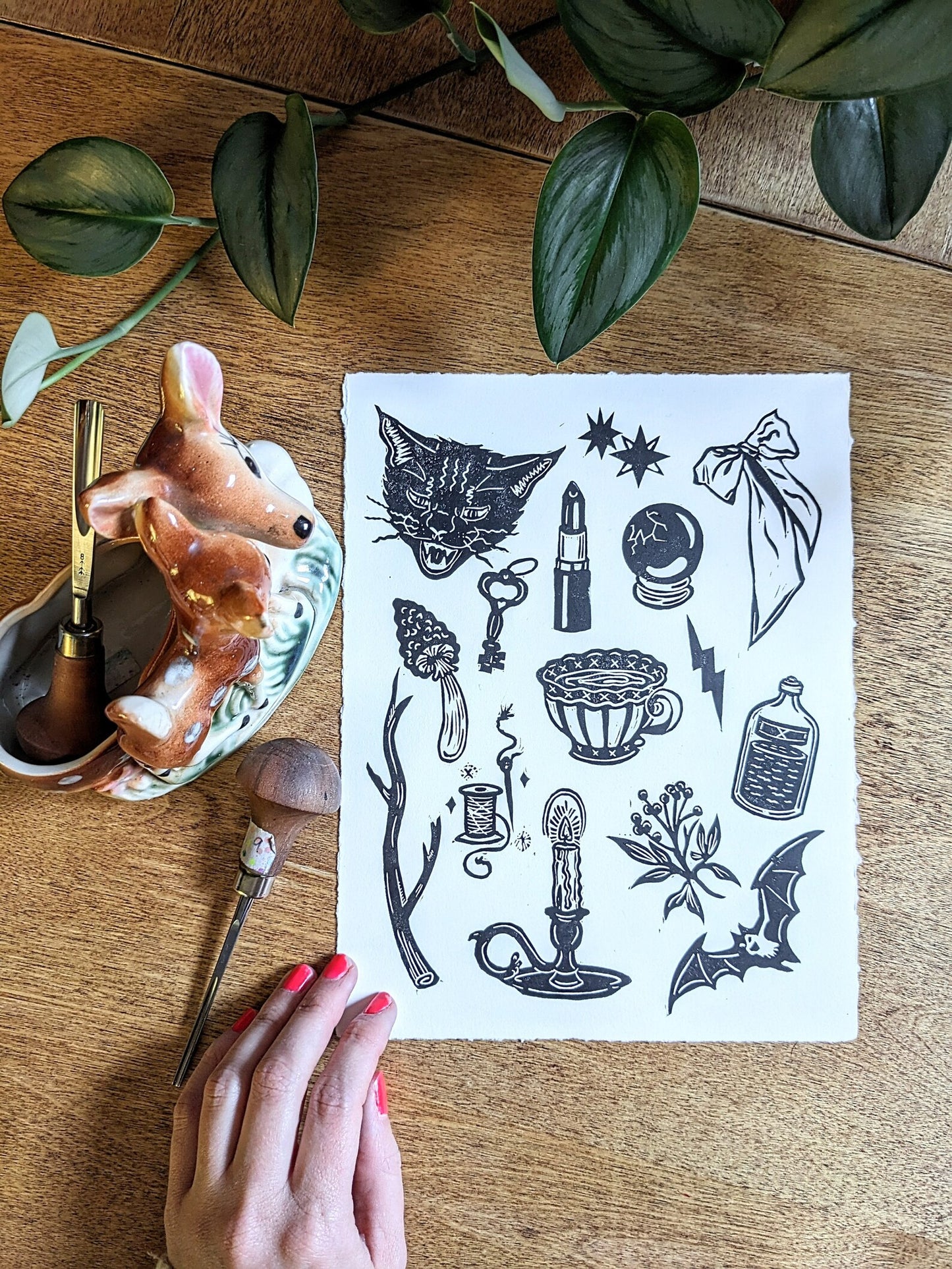 Sang'd Encre Studio - "Season Of The Witch" Linocut Print