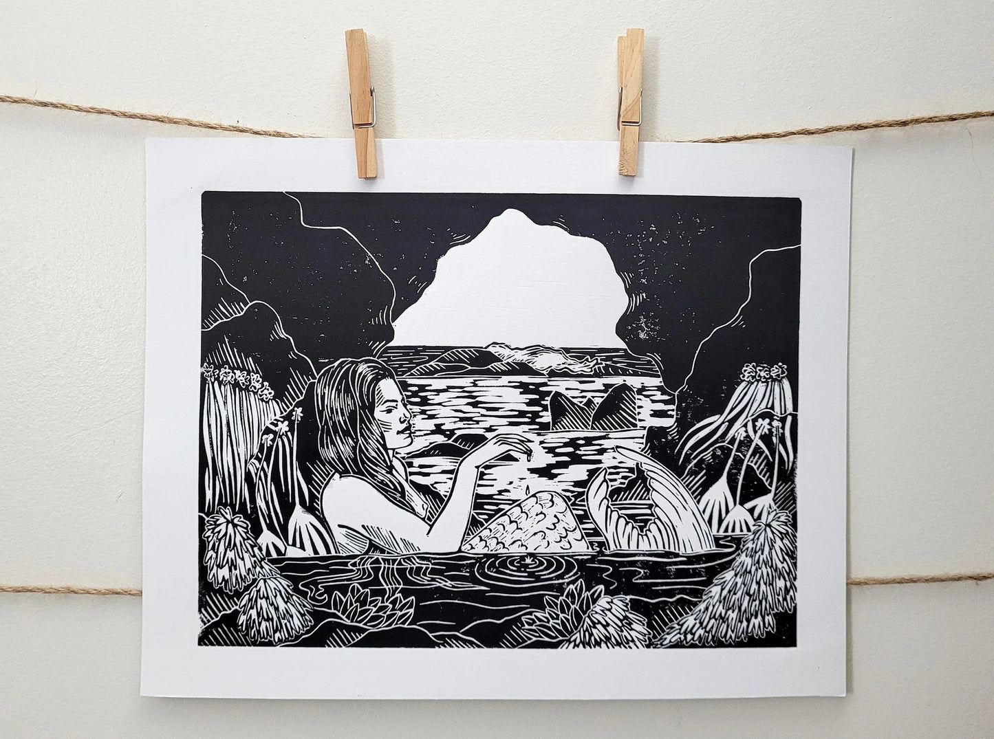 Erin Hollingshead - "Relaxing at Home" Linocut Print