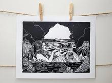Erin Hollingshead - "Relaxing at Home" Linocut Print
