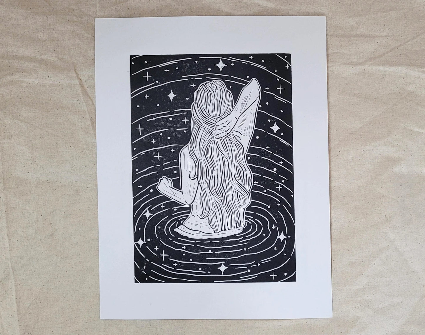 Erin Hollingshead - "Under the Stars" Linocut Print