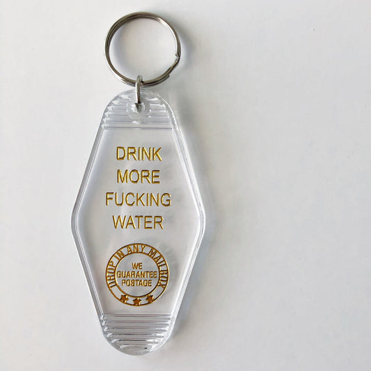 pixel paper hearts - DRINK MORE WATER Keychain