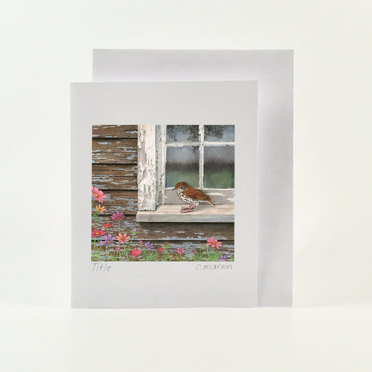 Cori Lee Marvin - WOOD THRUSH AT THE WINDOW Art Card