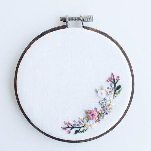 floral wreath - framed embroidery