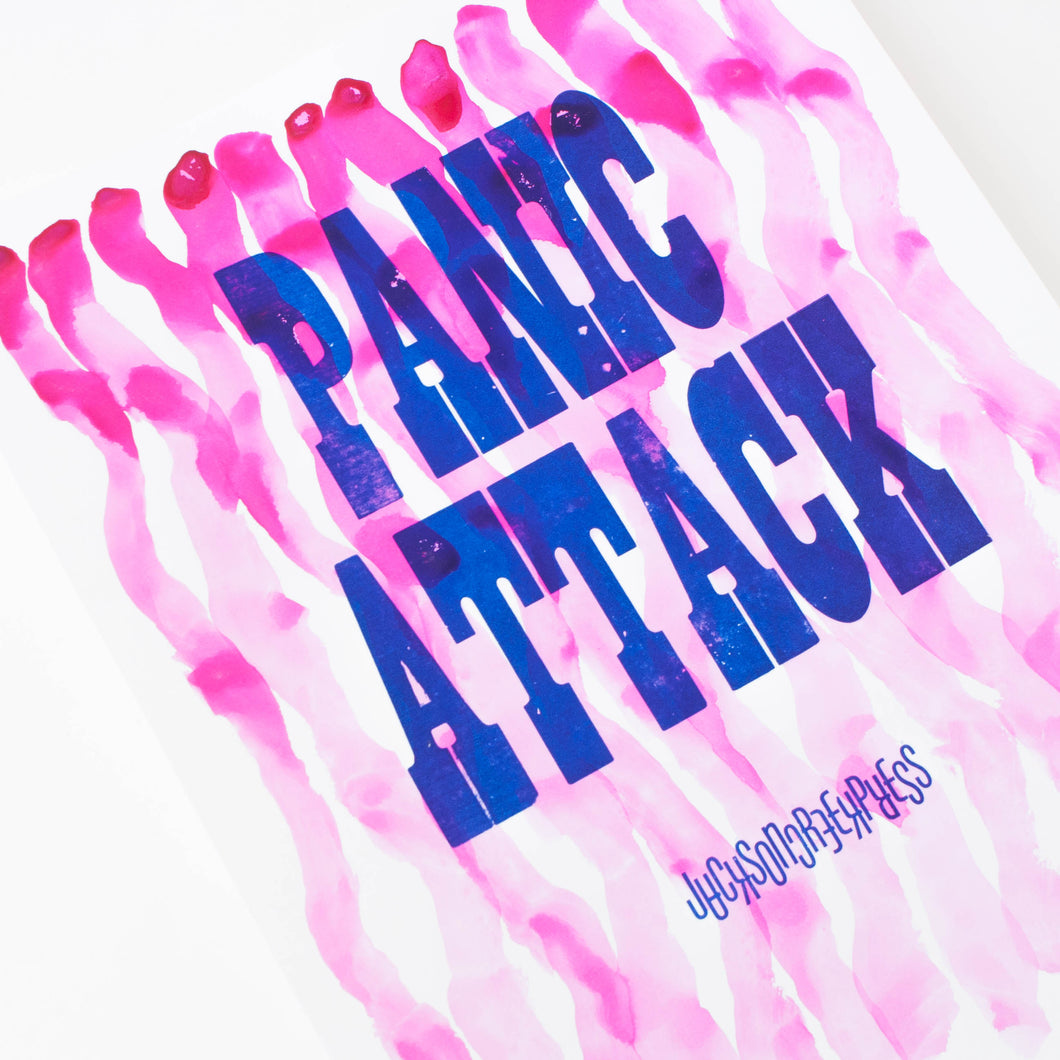 panic attack - mixed media letterpress poster 11x14