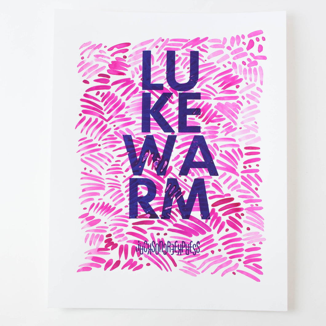 lukewarm - mixed media letterpress print 11x14