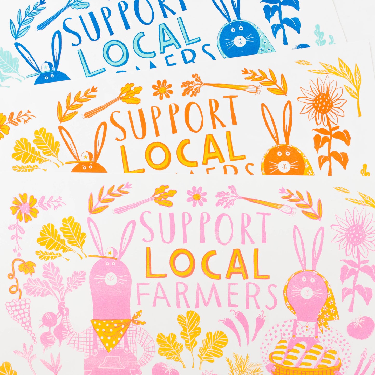 Kathryn Durst - Support Local Farmers Risograph Print (11" X 17")