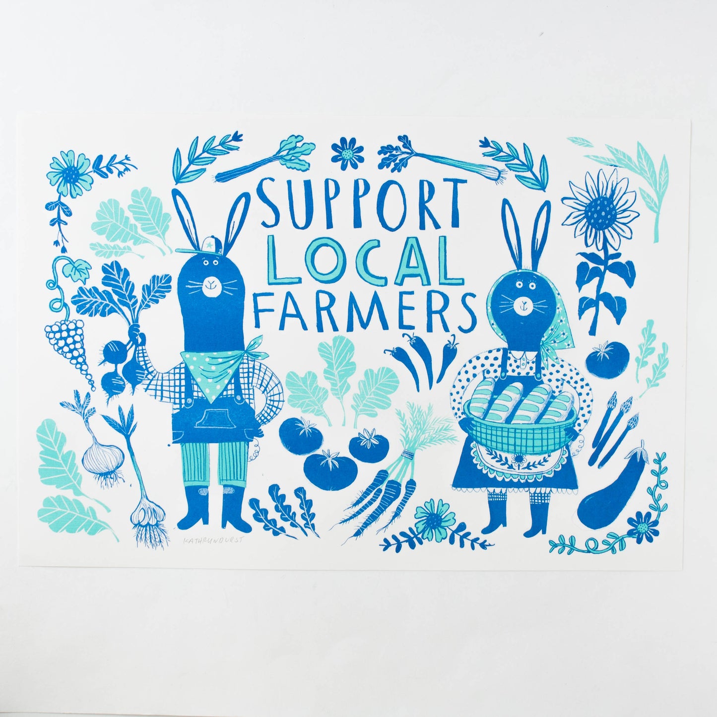 Kathryn Durst - Support Local Farmers Risograph Print (11" X 17")