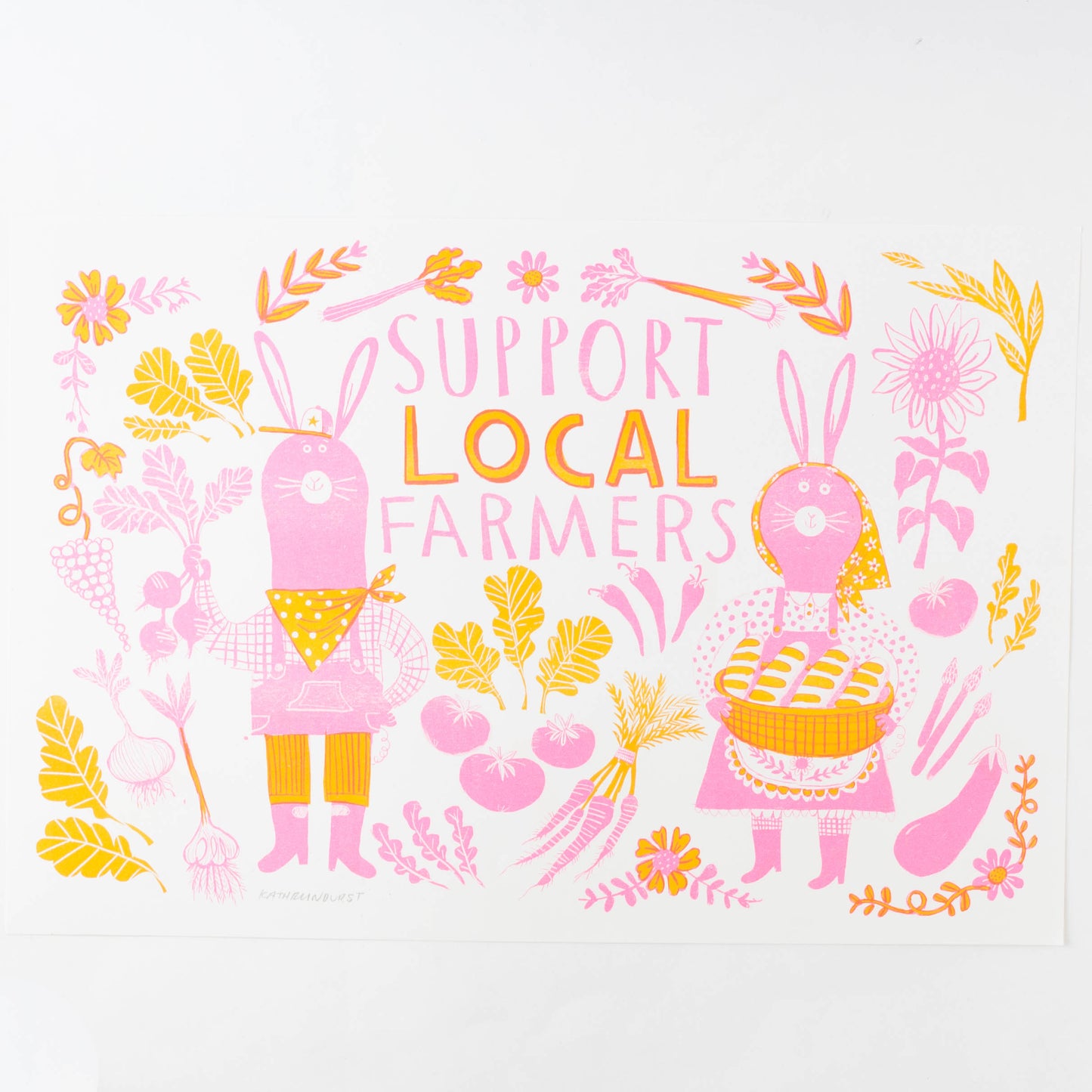 Kathryn Durst - Support Local Farmers Risograph Print (11" X 17")