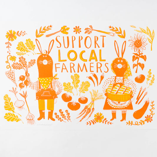 Kathryn Durst - Support Local Farmers Risograph Print (11" X 17")