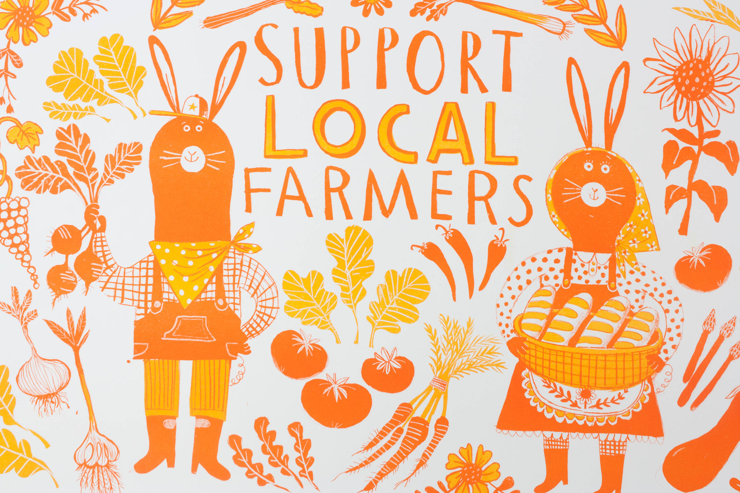 Kathryn Durst - Support Local Farmers Risograph Print (11" X 17")