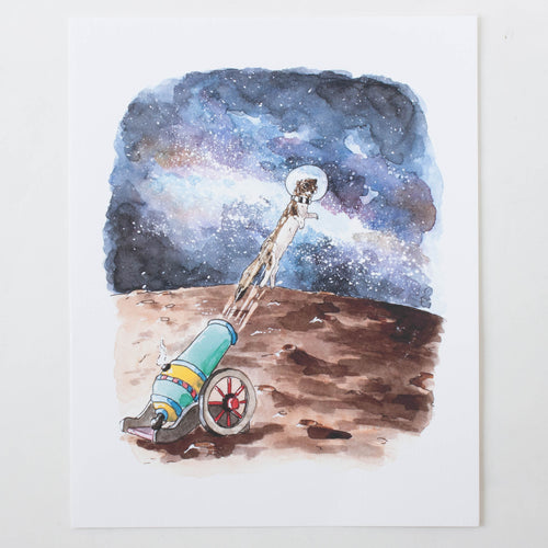 Circus Astronaut Weasel Print (8x10