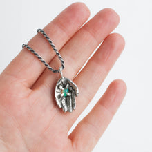 recycled silver opal hand necklace