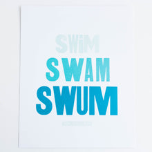swim swam swum - letterpress print 8x10"