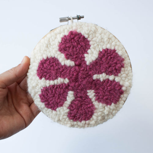 retro flower - punch needle hoop