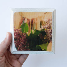 wooden photo block 4"x4" white frame