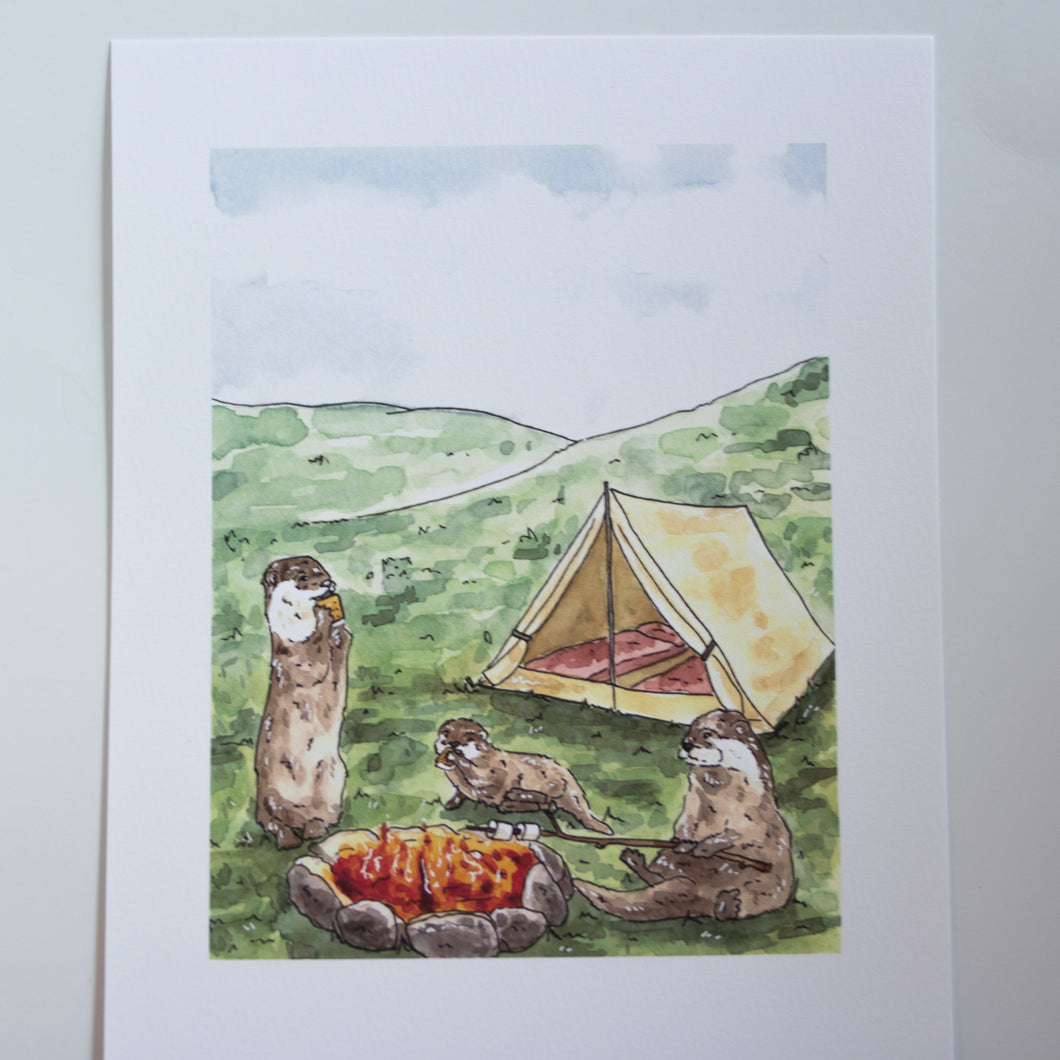 campfire otters print 8x10
