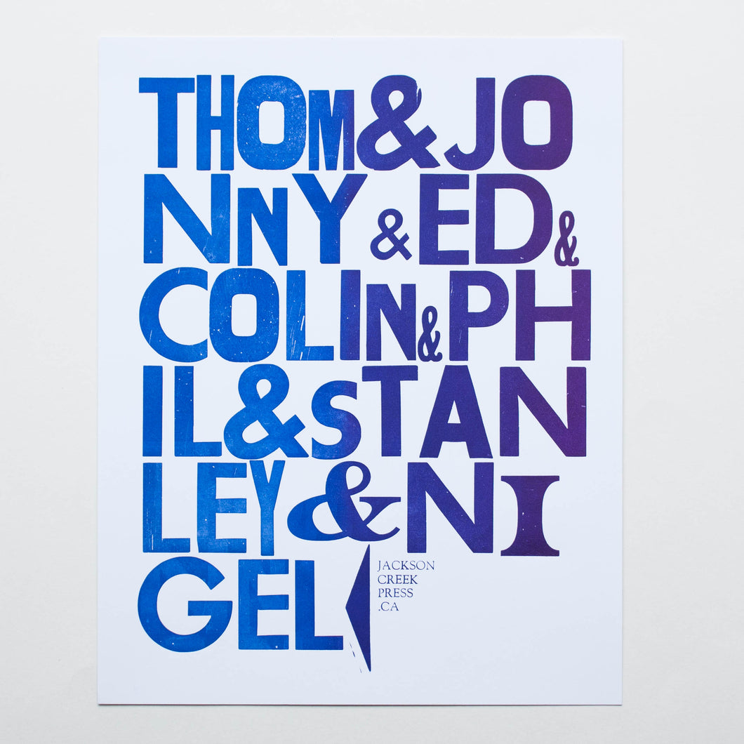 Thom & Jonny letterpress poster 11x14