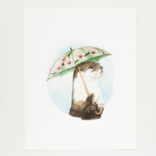 otter with umbrella 8x10 print