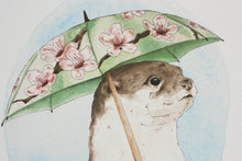 otter with umbrella 8x10 print