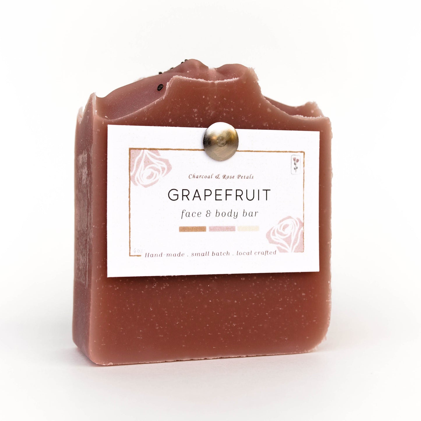Charcoal and Rose Petals - PINK GRAPEFRUIT Face Bar Soap