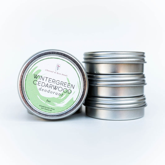 Charcoal and Rose Petals - Wintergreen Cedarwood Deodorant