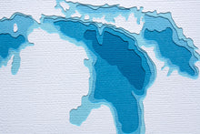 Great Lakes bathymetric map 12x12"