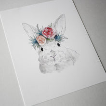 Grey Bunny with floral crown print