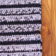 SALE - rag rug - black and white stripe 42" x 25"