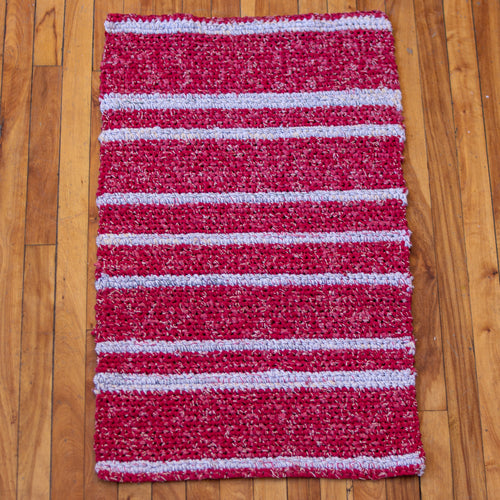 SALE - rag rug - red and white stripe 45
