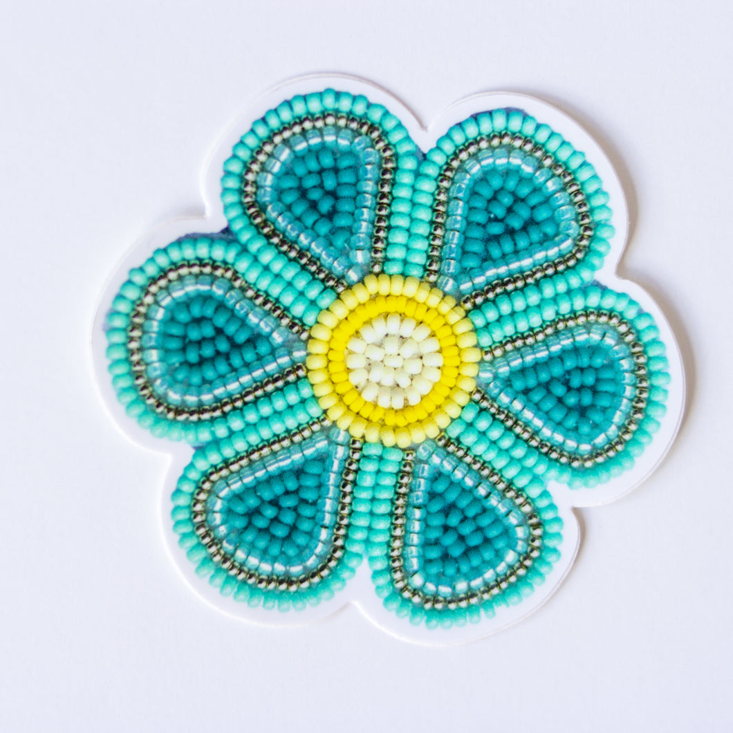 beadwork sticker - blue flower