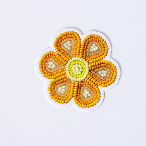 beadwork sticker - orange flower