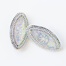 large white pointed oval stud earrings
