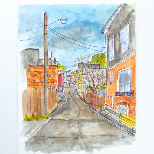 Karin McLean - CURVY LANE Original Artwork (9" X 12")