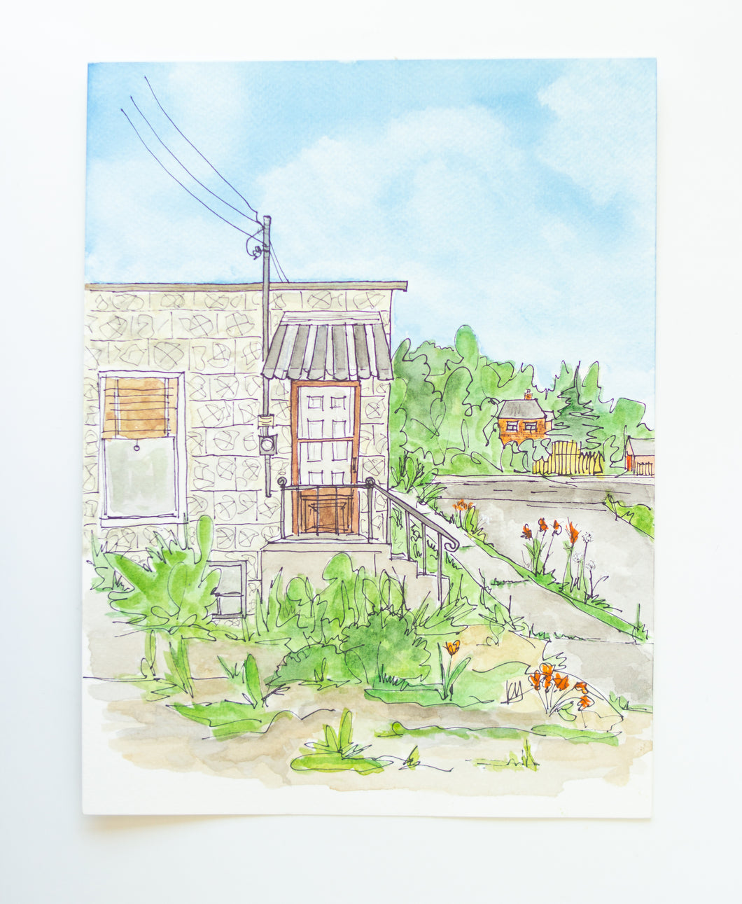 Cinder Block House - Original Watercolour (9x12