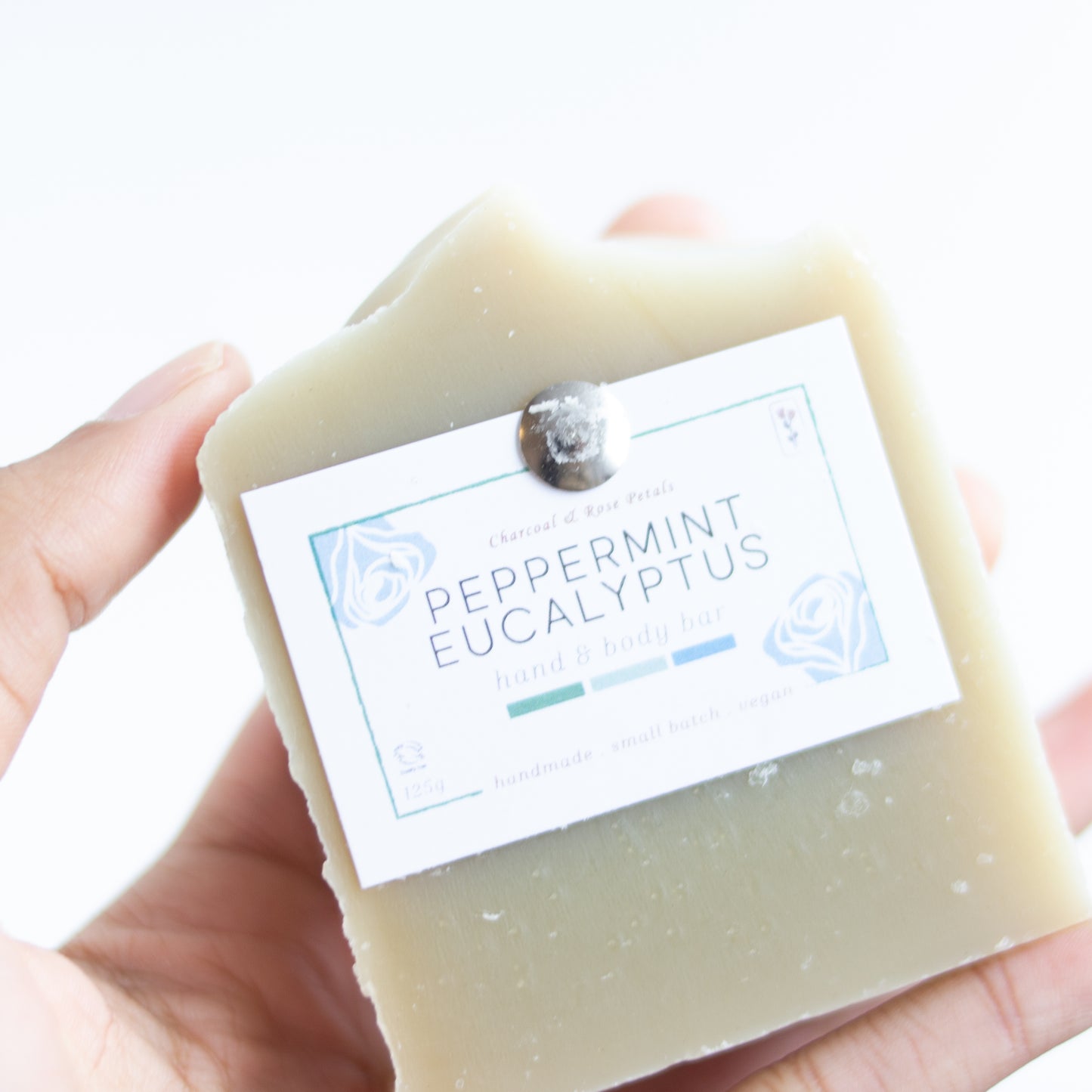 Charcoal and Rose Petals - PEPPERMINT & EUCALYPTUS Bar Soap