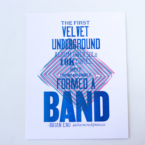velvet underground - broadside letterpress print 11 x 14