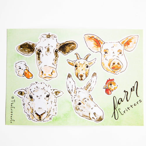 farm critters vinyl sticker sheet