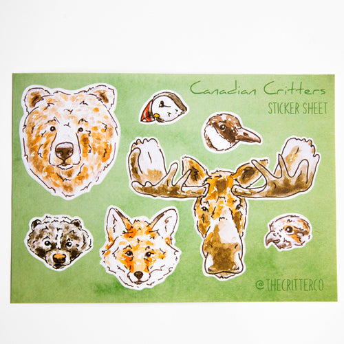 Canadian critters vinyl sticker sheet