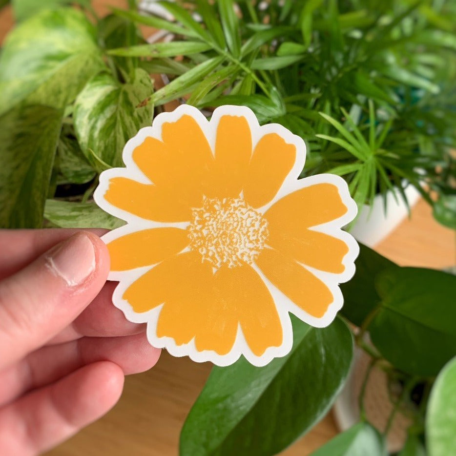 orange daisy vinyl sticker
