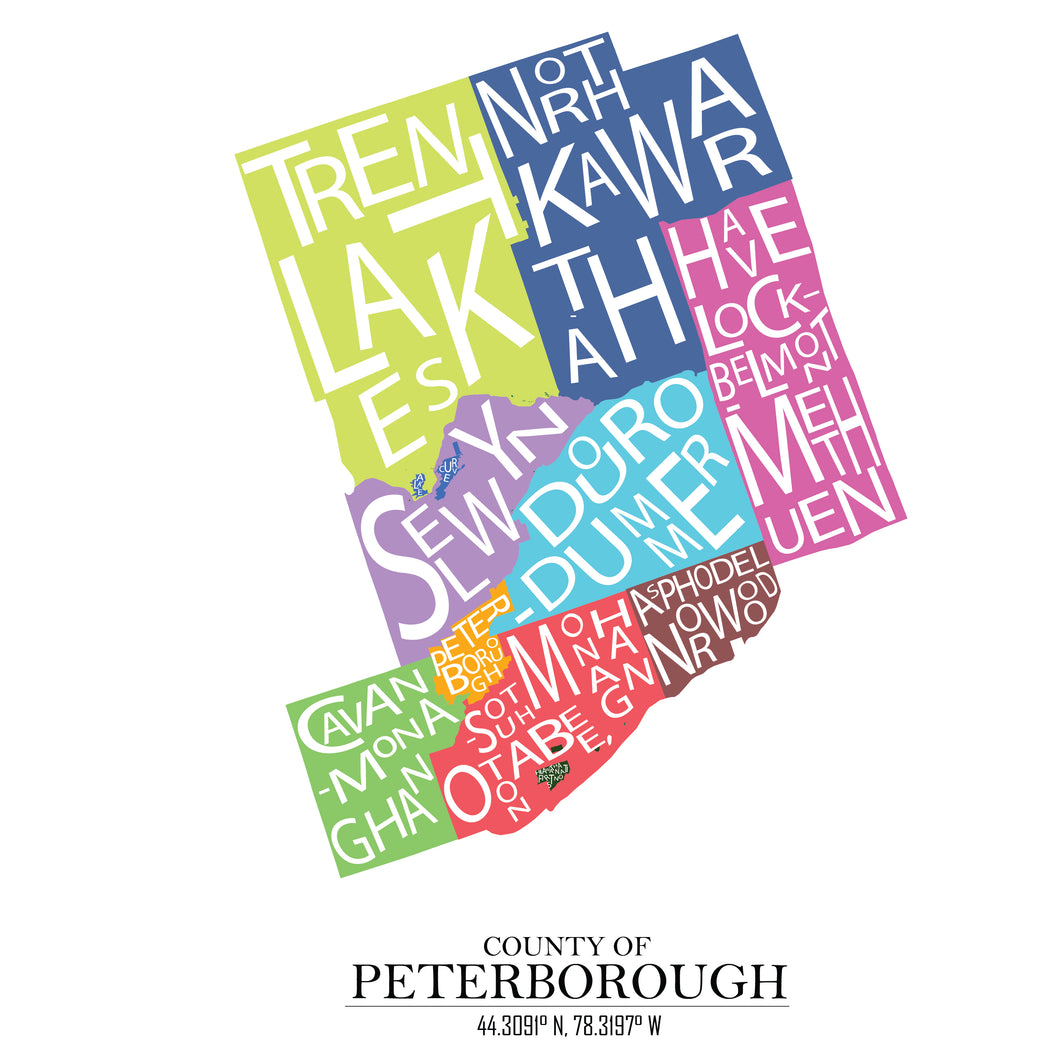 limited edition - Peterborough County word jumble map 8.5x11