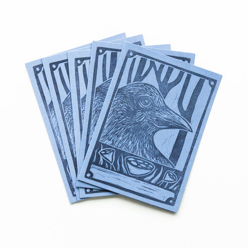 raven linocut - greeting card