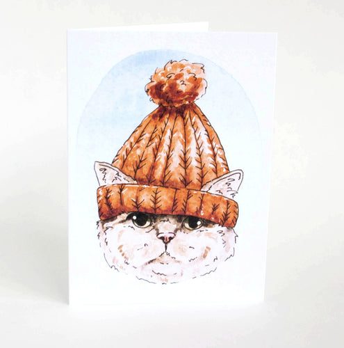 cat in a hat (toque) card