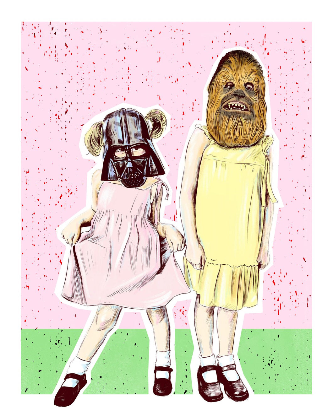vader and chewie star wars print