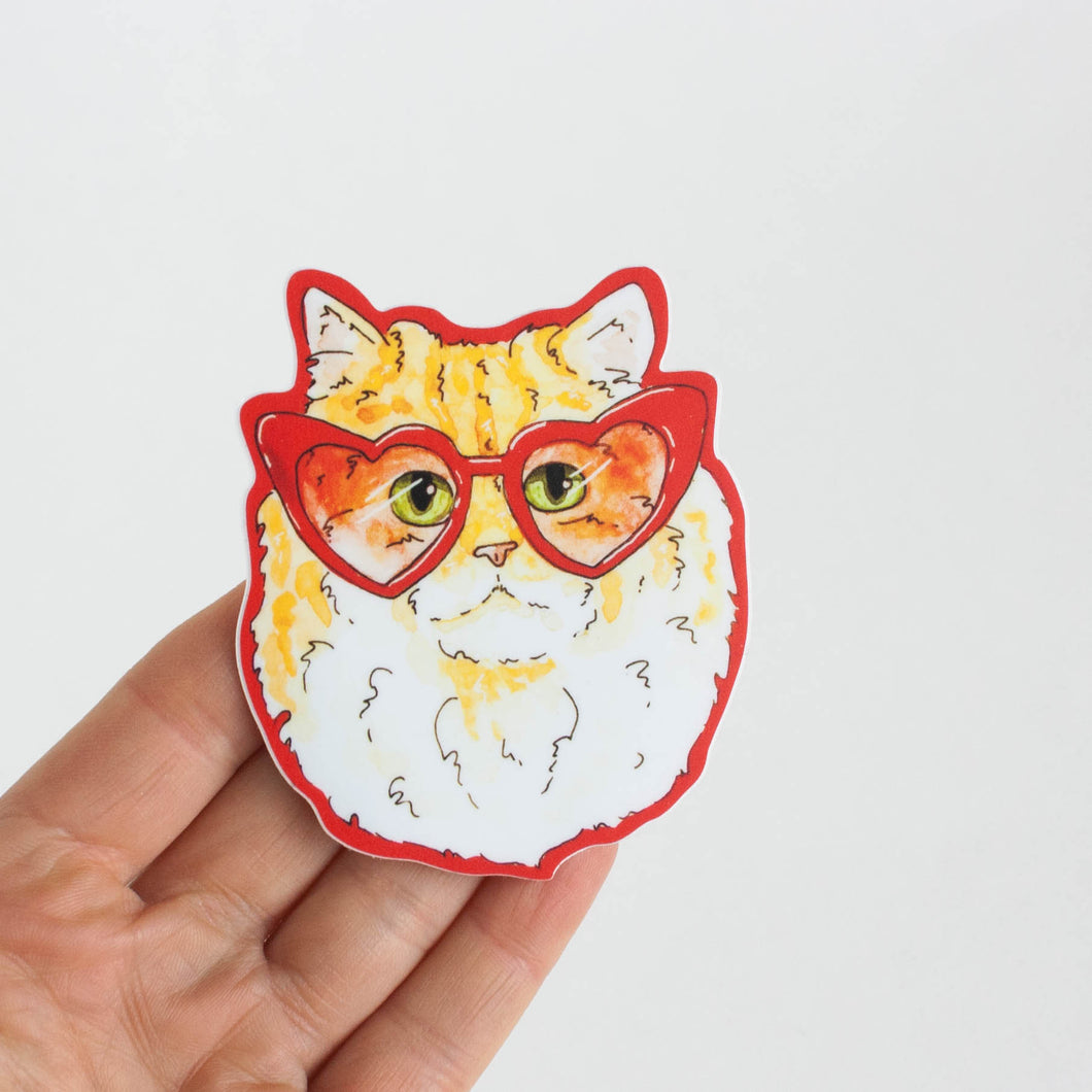 cat with heart glasses sticker