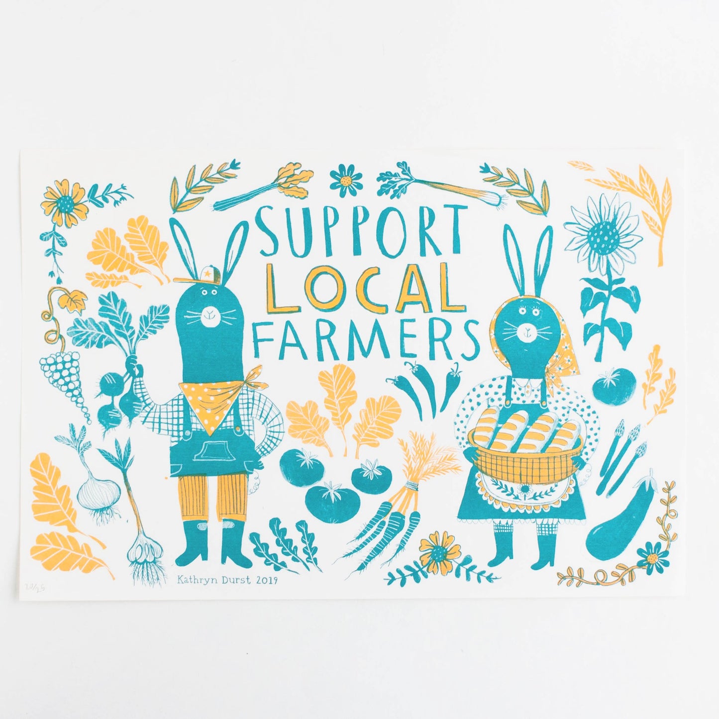 Kathryn Durst - Support Local Farmers Risograph Print (11" X 17")