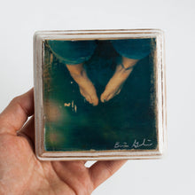 wooden photo block 4"x4" white frame