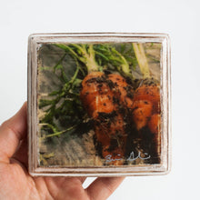 wooden photo block 4"x4" white frame